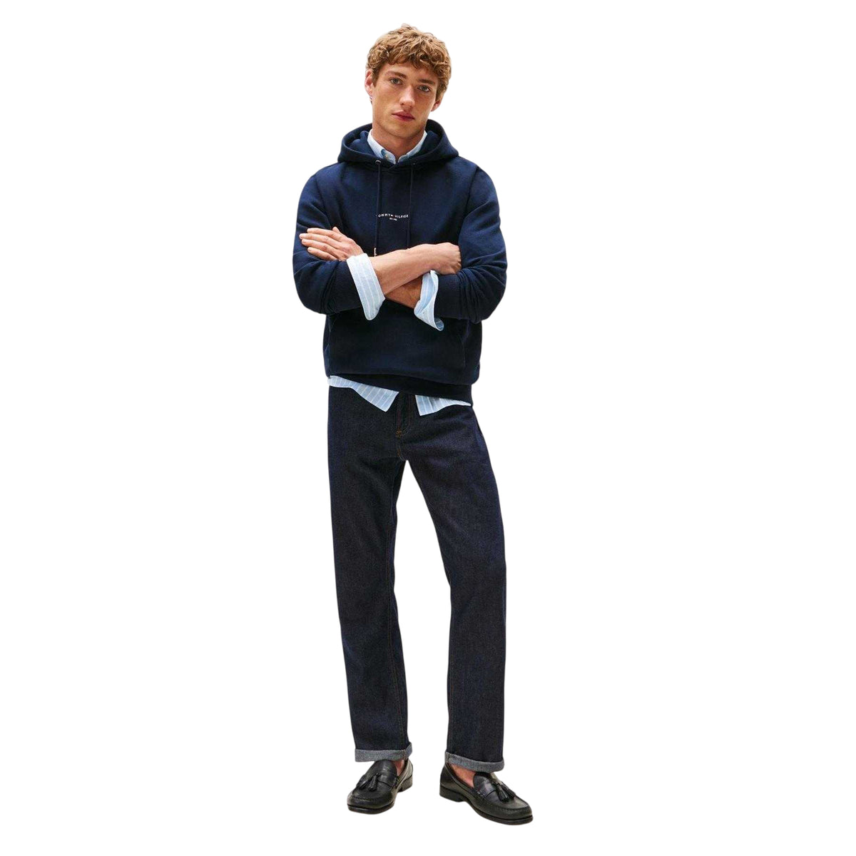 Desert Sky - Pack Shot - Tommy Hilfiger Mens Tipped Organic Cotton Hoodie