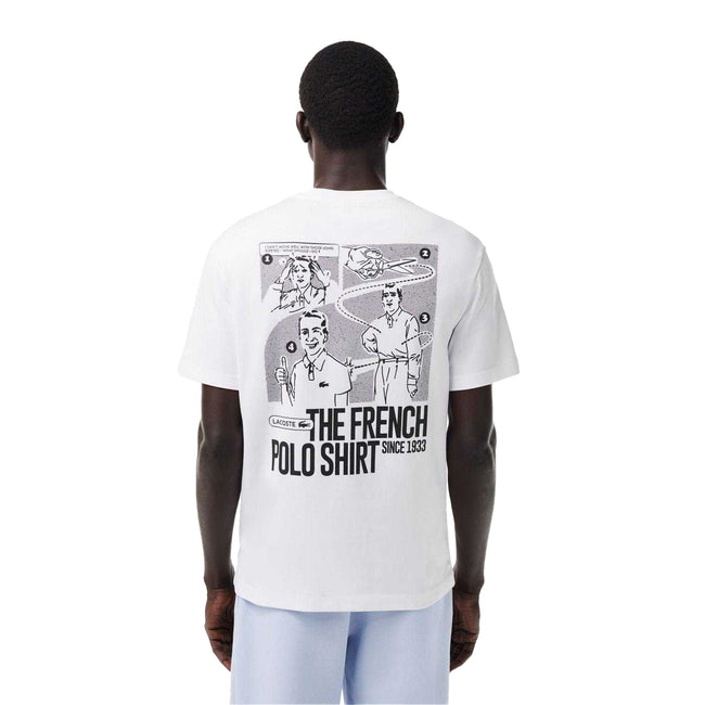 White - Pack Shot - Lacoste Mens Back Print Heavy Cotton T-Shirt