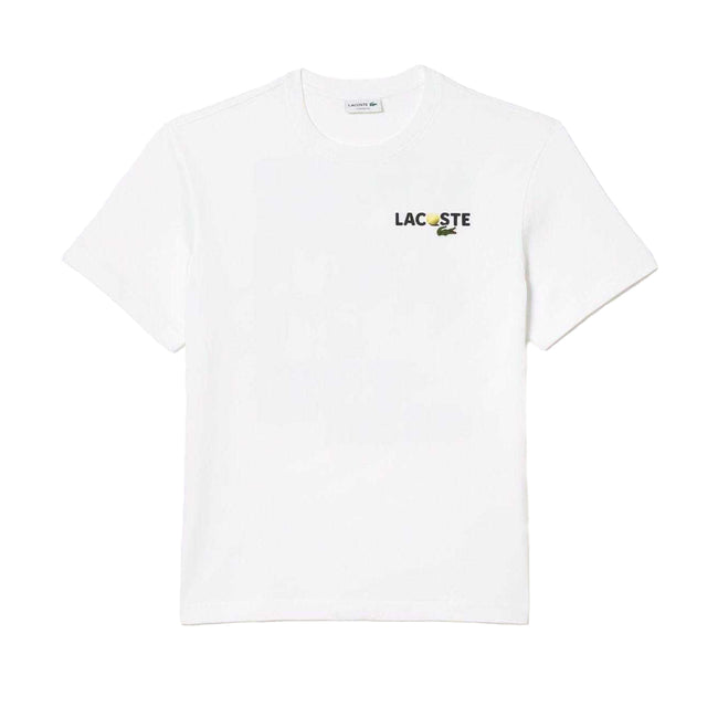 White - Front - Lacoste Mens Back Print Heavy Cotton T-Shirt