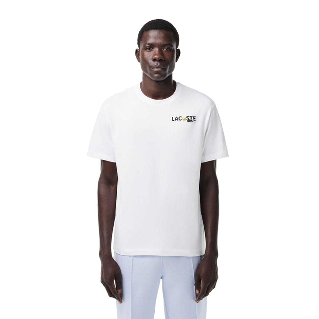 White - Lifestyle - Lacoste Mens Back Print Heavy Cotton T-Shirt