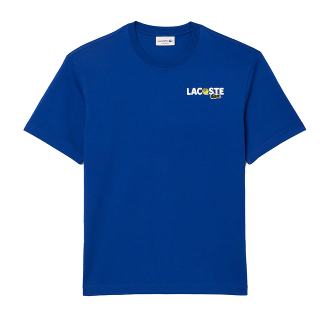 Blue - Front - Lacoste Mens Back Print Heavy Cotton T-Shirt