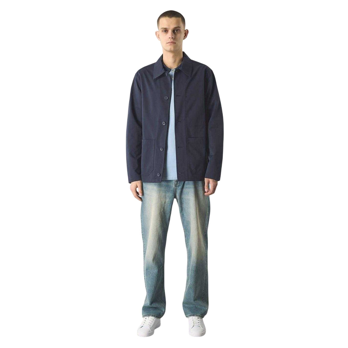 Navy - Lifestyle - Pretty Green Mens Patterned Front Pocket Overshirt