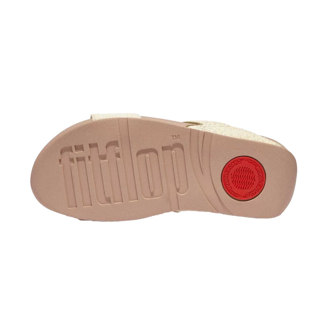 Stone - Pack Shot - Fit Flop Womens-Ladies Lulu Shimmer Weave Sliders