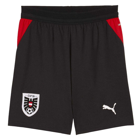 Black-Red - Front - Puma Childrens-Kids World Cup 2026 Austria FC Football Shorts