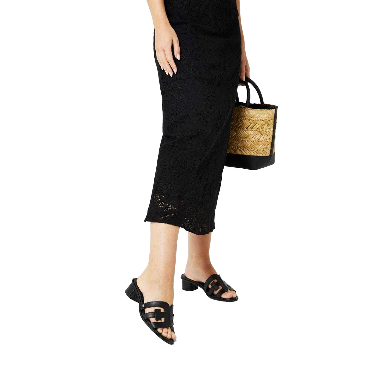 Black - Pack Shot - Sam Edelman Womens-Ladies Edelman Illie Leather Sandals