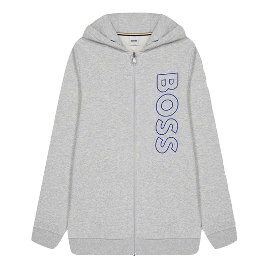 Grey - Front - Boss Childrens-Kids Logo Regular Hooded Jacket