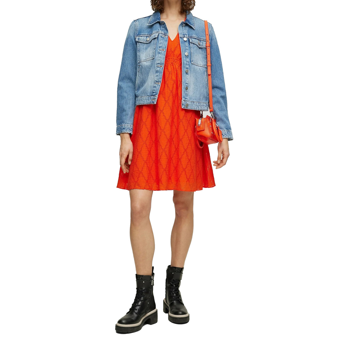 Orange Print - Close up - Boss Womens-Ladies Dizziano Dress