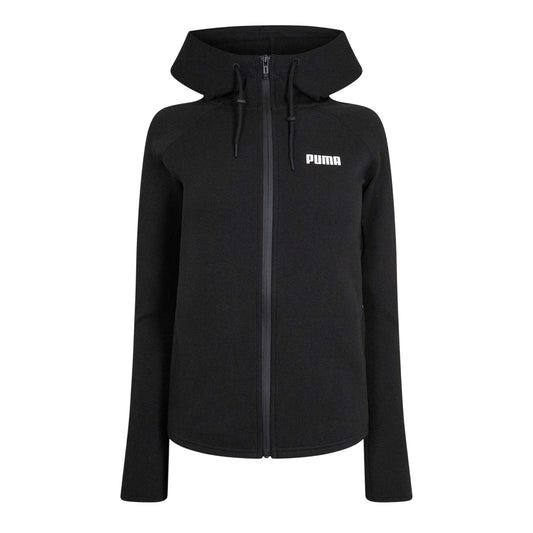 Puma Black - Front - Puma Womens-Ladies Logo Hooded Regular Sweat Jacket