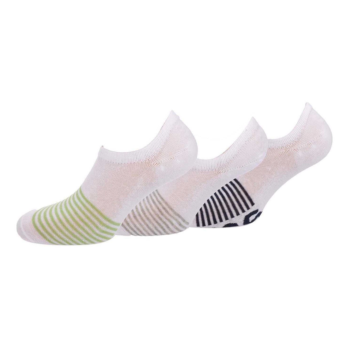 White - Back - Lee Unisex Adult Striped Liner Socks (Pack of 3)