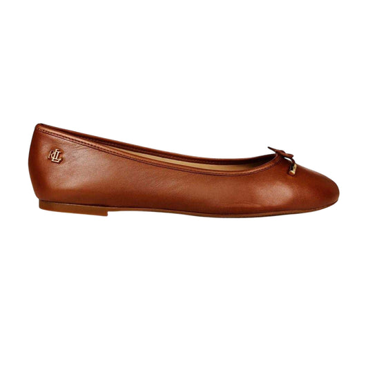 Saddle Brown - Front - Ralph Lauren Womens-Ladies Jayna Bow Leather Pumps
