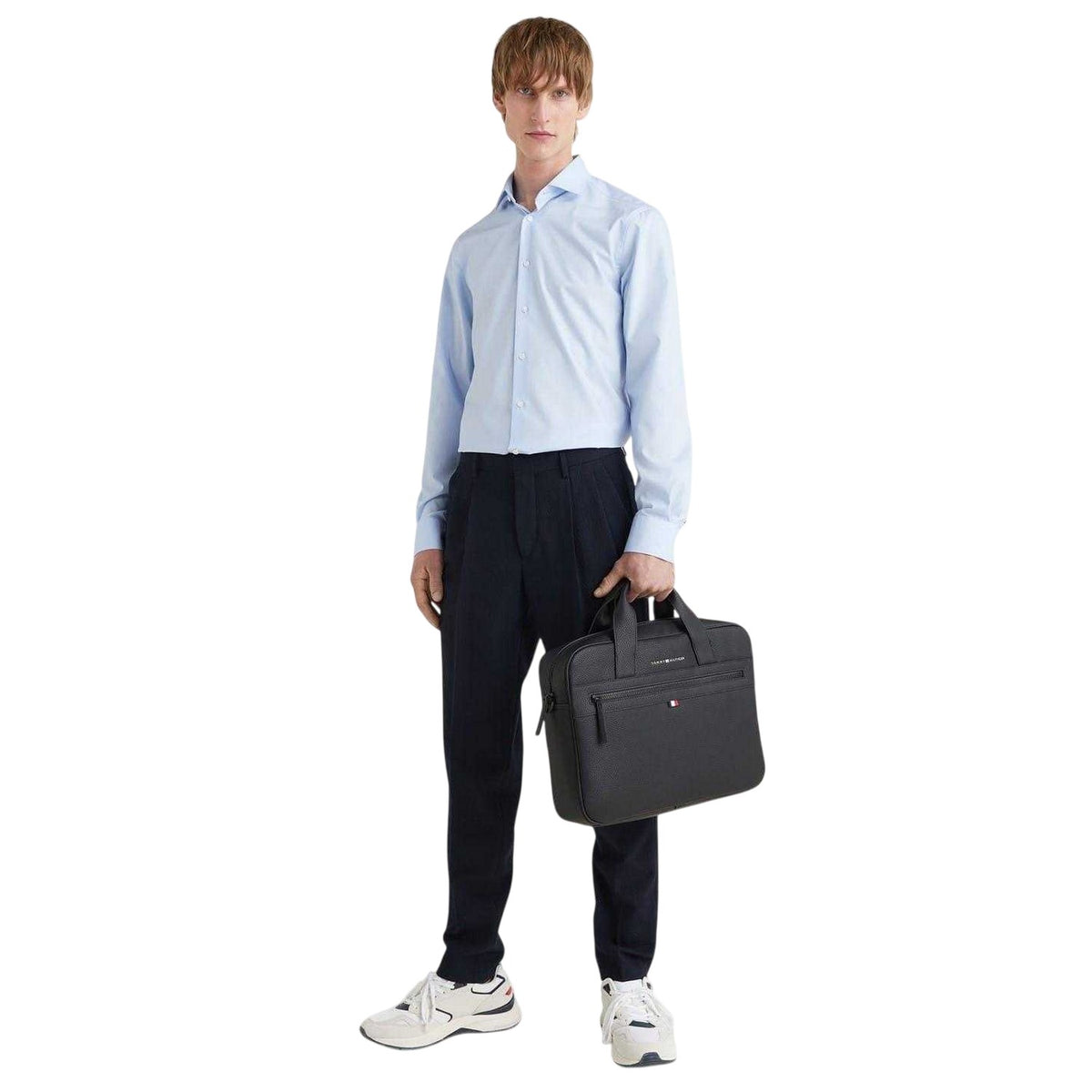 Black - Pack Shot - Tommy Hilfiger Faux Leather Laptop Bag