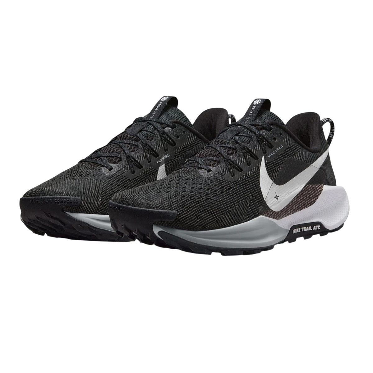 Black-Grey - Close up - Nike Mens Pegasus Trail 5 Cushioned Shoes