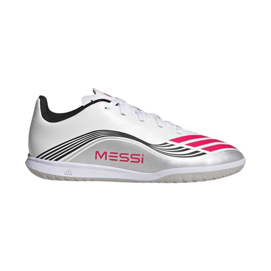White-Red - Front - Adidas Childrens-Kids F50 Messi Club Lionel Messi Indoor Football Shoes