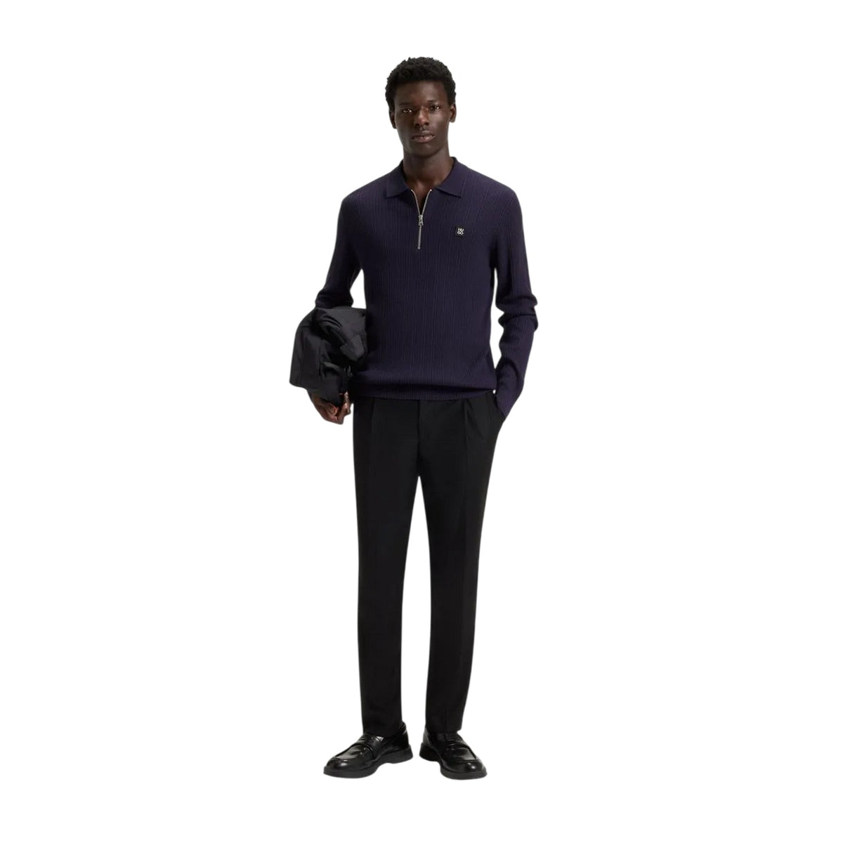 Black - Pack Shot - Hugo Mens Sastoro Ribbed Casual Top