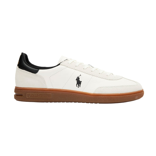 White-Black - Front - Ralph Lauren Mens Bedford Embroidered Logo Flat Trainers