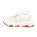 Beige - Back - Where´s That From Womens-Ladies Mesh Lace Up Knitted Trainers
