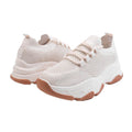 Beige - Side - Where´s That From Womens-Ladies Mesh Lace Up Knitted Trainers