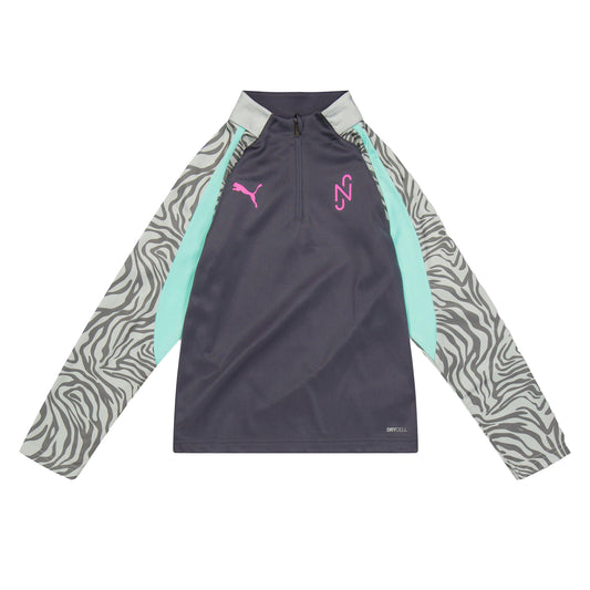 Grey-Mint - Front - Puma Childrens-Kids Neymar JR Zebra Print Regular Long-Sleeved Top