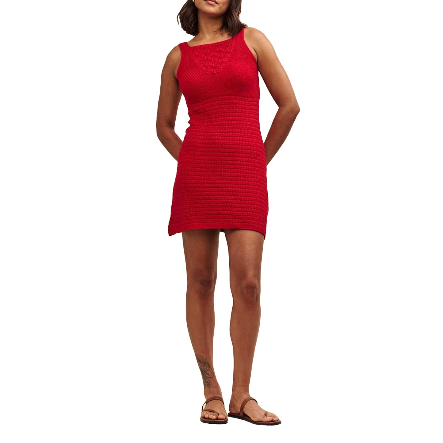 Red - Pack Shot - Nobody´s Child Womens-Ladies Mock Crochet Mini Dress