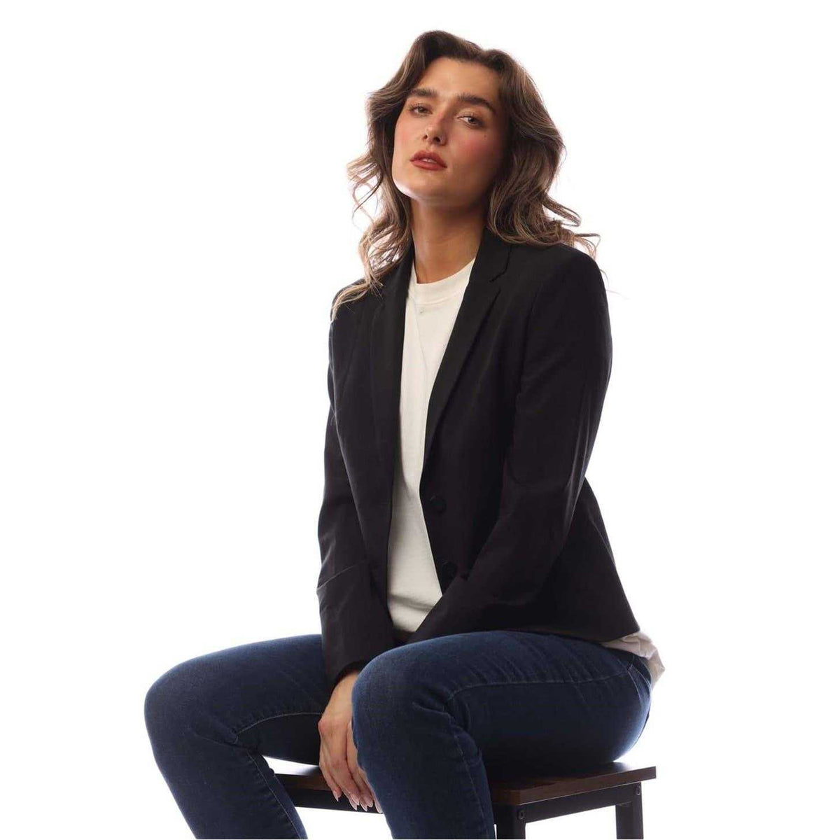 Black - Pack Shot - Boss Womens-Ladies Jaru Lapel Collar Blazer