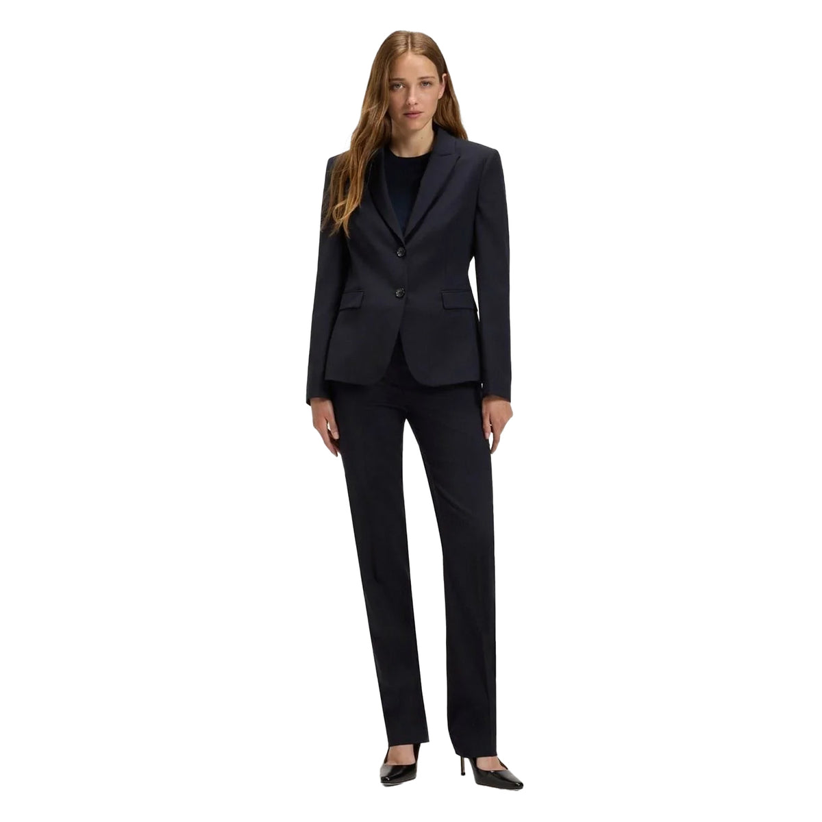 Dark Blue - Close up - Boss Womens-Ladies Plain Single-Breasted Blazer