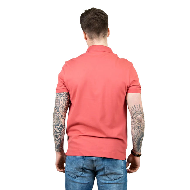 Red - Back - Lacoste Mens Paris Pique Regular Polo Shirt