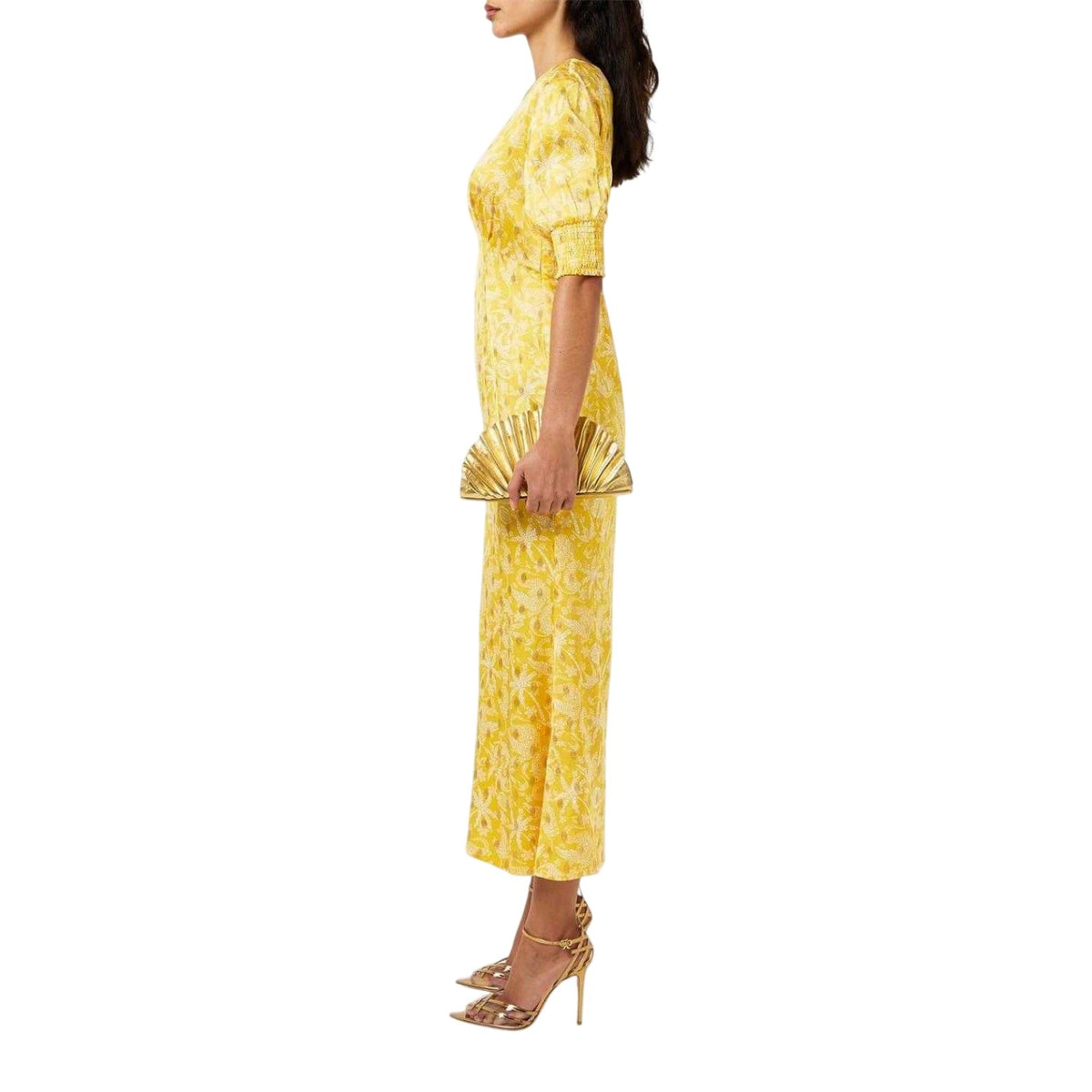 Yellow - Pack Shot - Never Fully Dressed Womens-Ladies May All-Over Print Maxi Dress