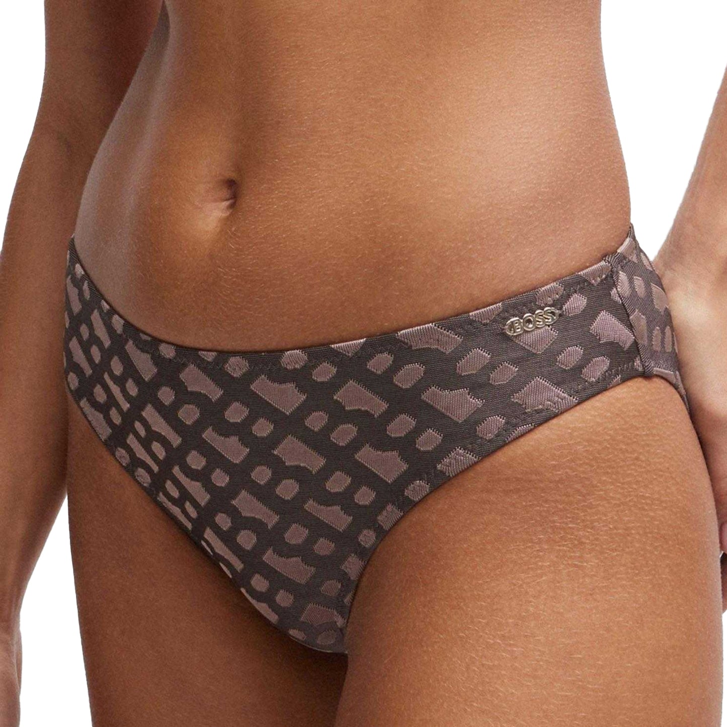 Brown - Lifestyle - Boss Womens-Ladies Monogram Jacquard Bikini Bottoms