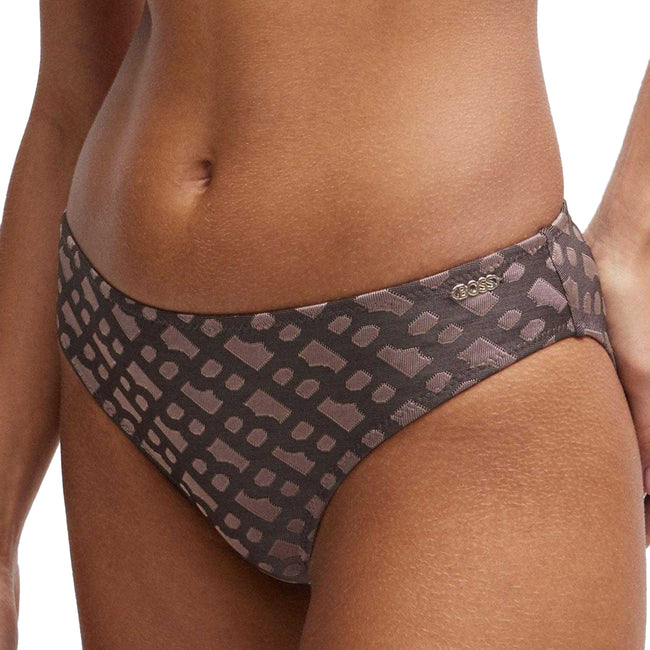 Brown - Lifestyle - Boss Womens-Ladies Monogram Jacquard Bikini Bottoms