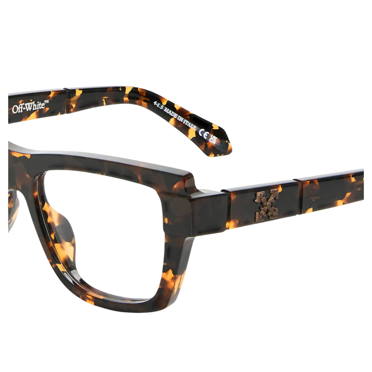 Dark Havana Brown - Side - Off White Style 8v Square Glasses