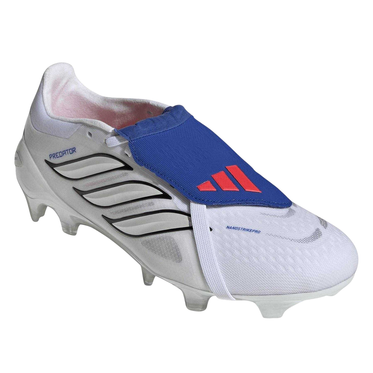 White-Blue - Pack Shot - Predator Mens Predator Folded Tongue Firm Ground Football Boots
