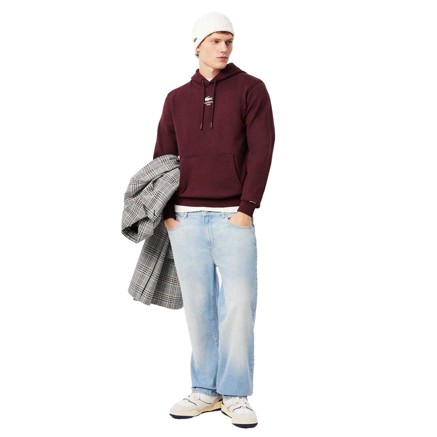 Maroon Red - Side - Lacoste Unisex Adult Back Print Hoodie