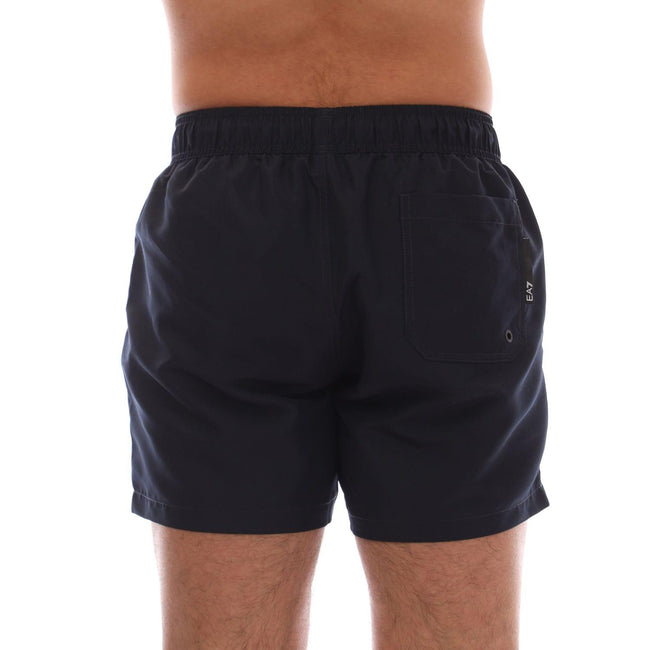 Navy - Back - Emporio Armani Mens Logo Taped Swim Shorts