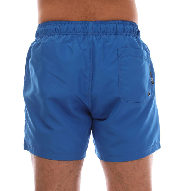 Blue - Back - Emporio Armani Mens Logo Taped Swim Shorts