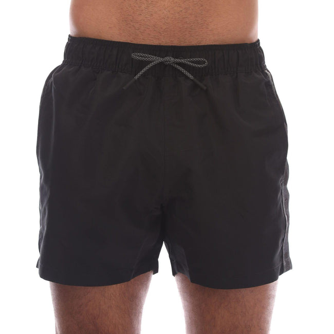 Black - Front - Emporio Armani Mens Logo Taped Swim Shorts