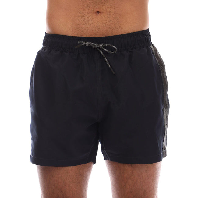 Navy - Front - Emporio Armani Mens Logo Taped Swim Shorts