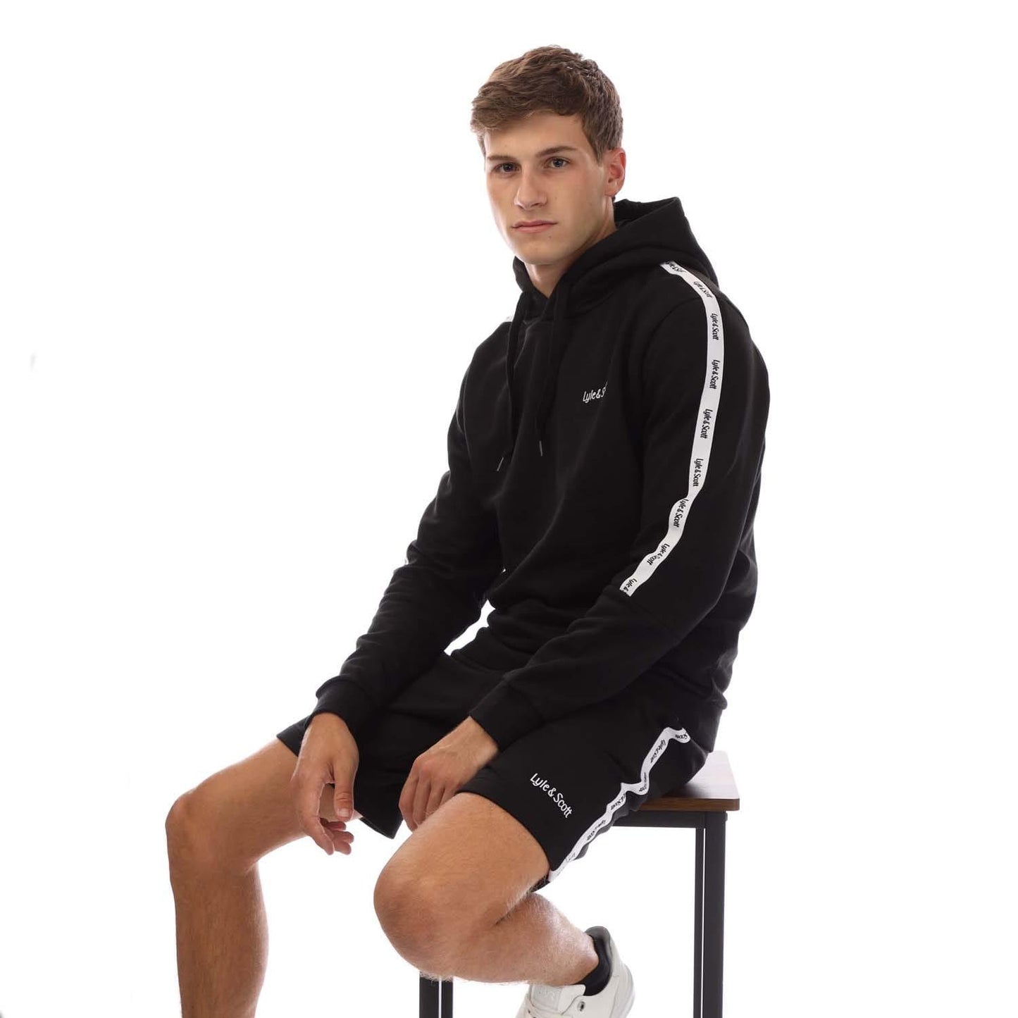 Black - Lifestyle - Lyle & Scott Mens Tape Hoodie