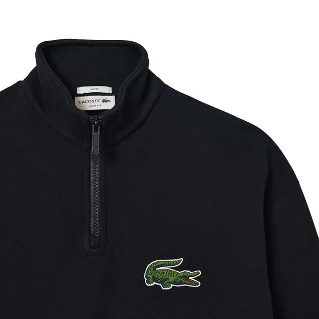 Black - Side - Lacoste Unisex Adult Quarter Zip Loose Sweatshirt