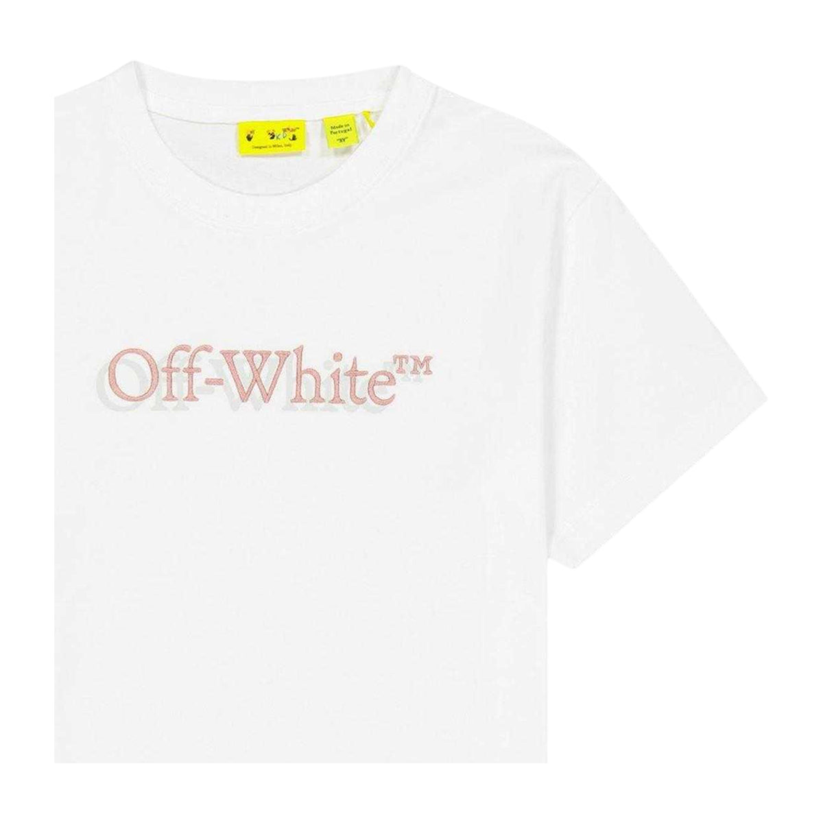 Off White - Side - Off White Childrens-Kids Lettering Jersey Crew Neck T-Shirt