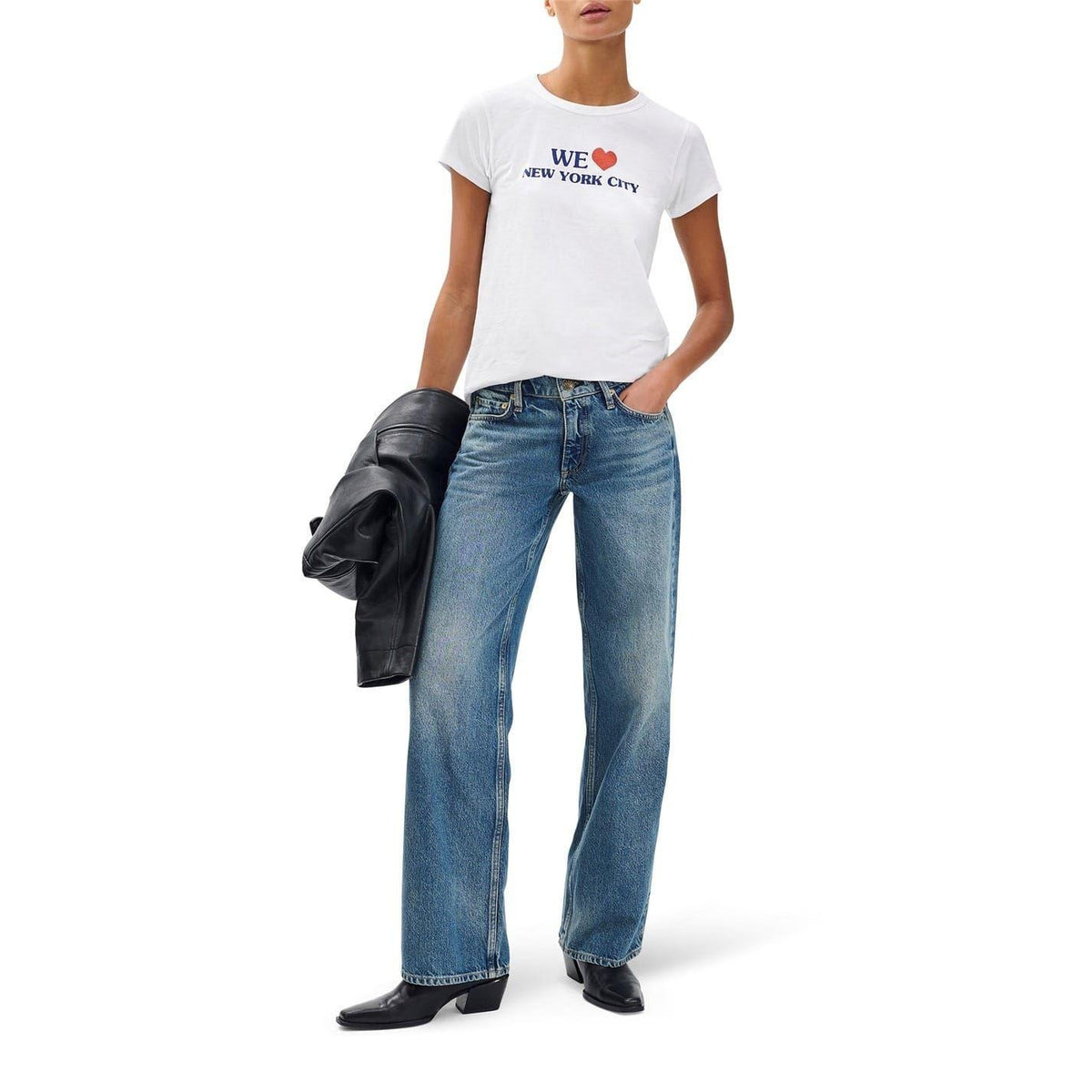 White - Lifestyle - Rag And Bone Womens-Ladies NYC Graphic Cotton T-Shirt