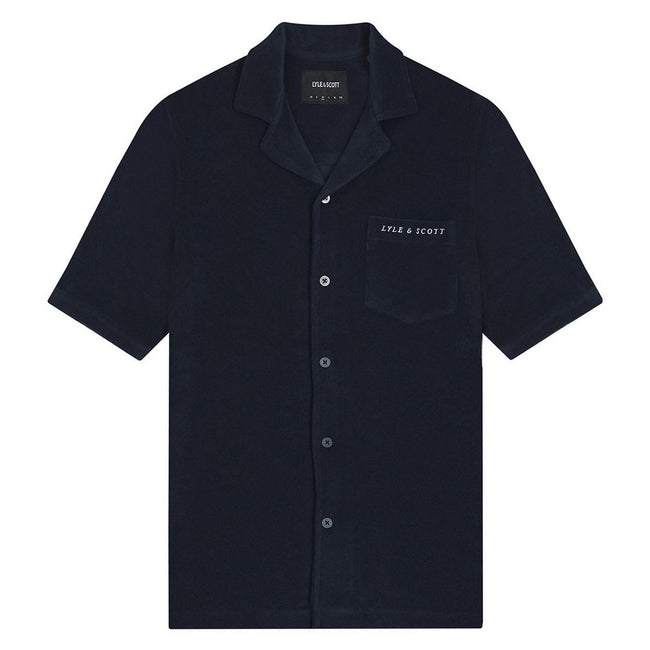 Navy - Front - Lyle & Scott Mens Towelling Resort Shirt