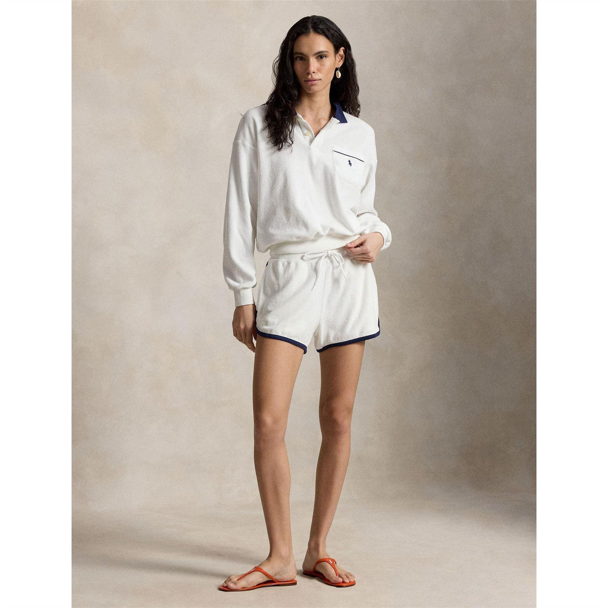 White - Pack Shot - Ralph Lauren Womens-Ladies Polo Relaxed Fit Shorts