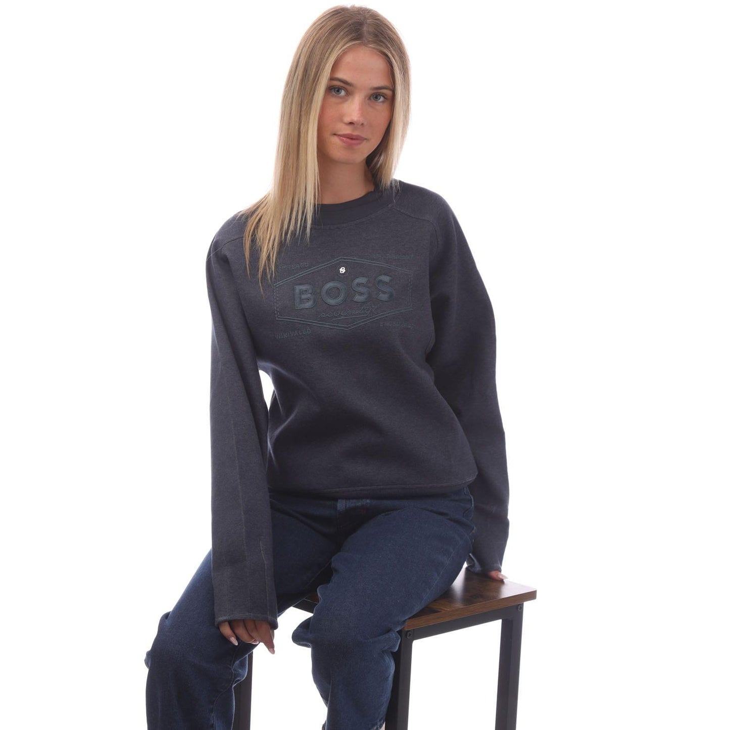 Dark Blue - Lifestyle - Boss Womens-Ladies Ebrande Crew Neck Sweatshirt