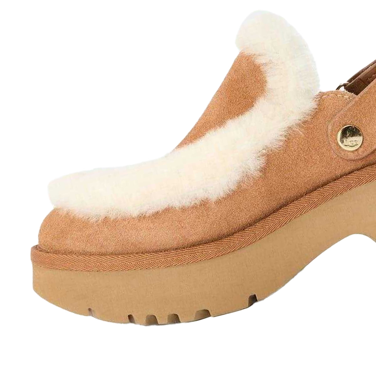 Chestnut - Side - UGG Womens Esme Suede Slip-On Platform Mule Slippers