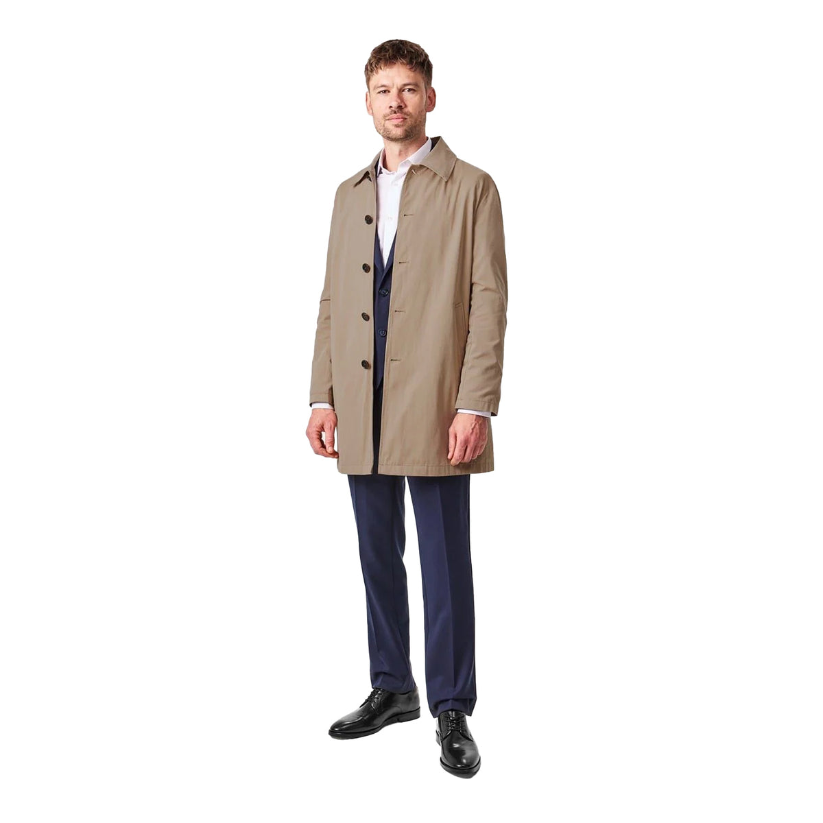 Neutral - Close up - Twisted Tailor Mens Lightweight Mac Coat