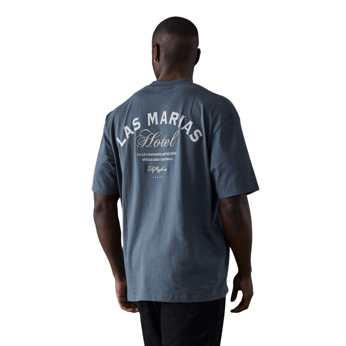 Blue - Back - Fiftyfive Mens Marias Crew Neck Safety T-Shirt