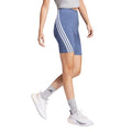 Blue - Side - Adidas Womens-Ladies Future Icons 3 Stripes Biker Shorts