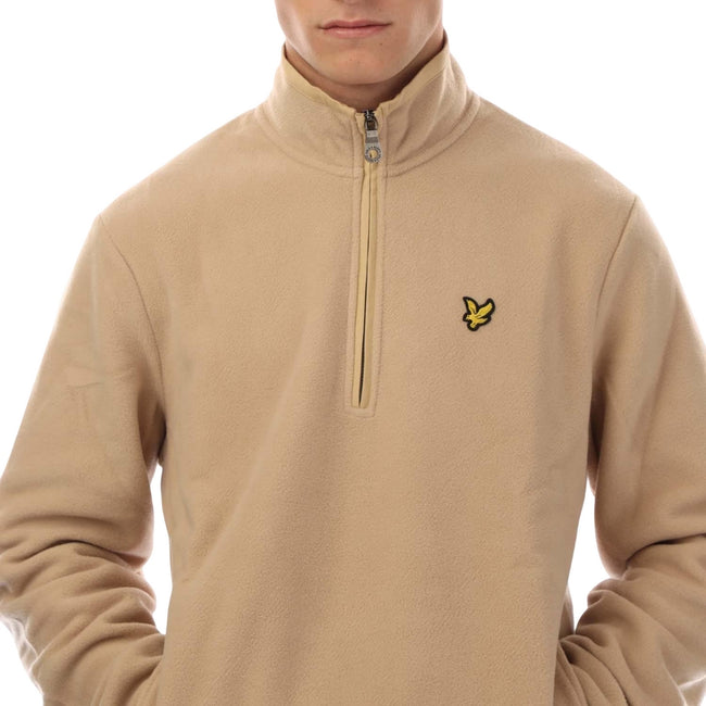 Beige - Side - Lyle & Scott Mens Quarter Zip Fleece