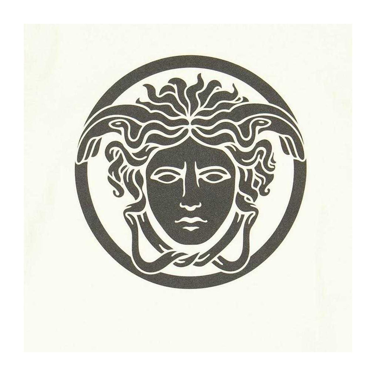 Cream-Black - Side - Versace Childrens Kids Iconic Medusa T-Shirt