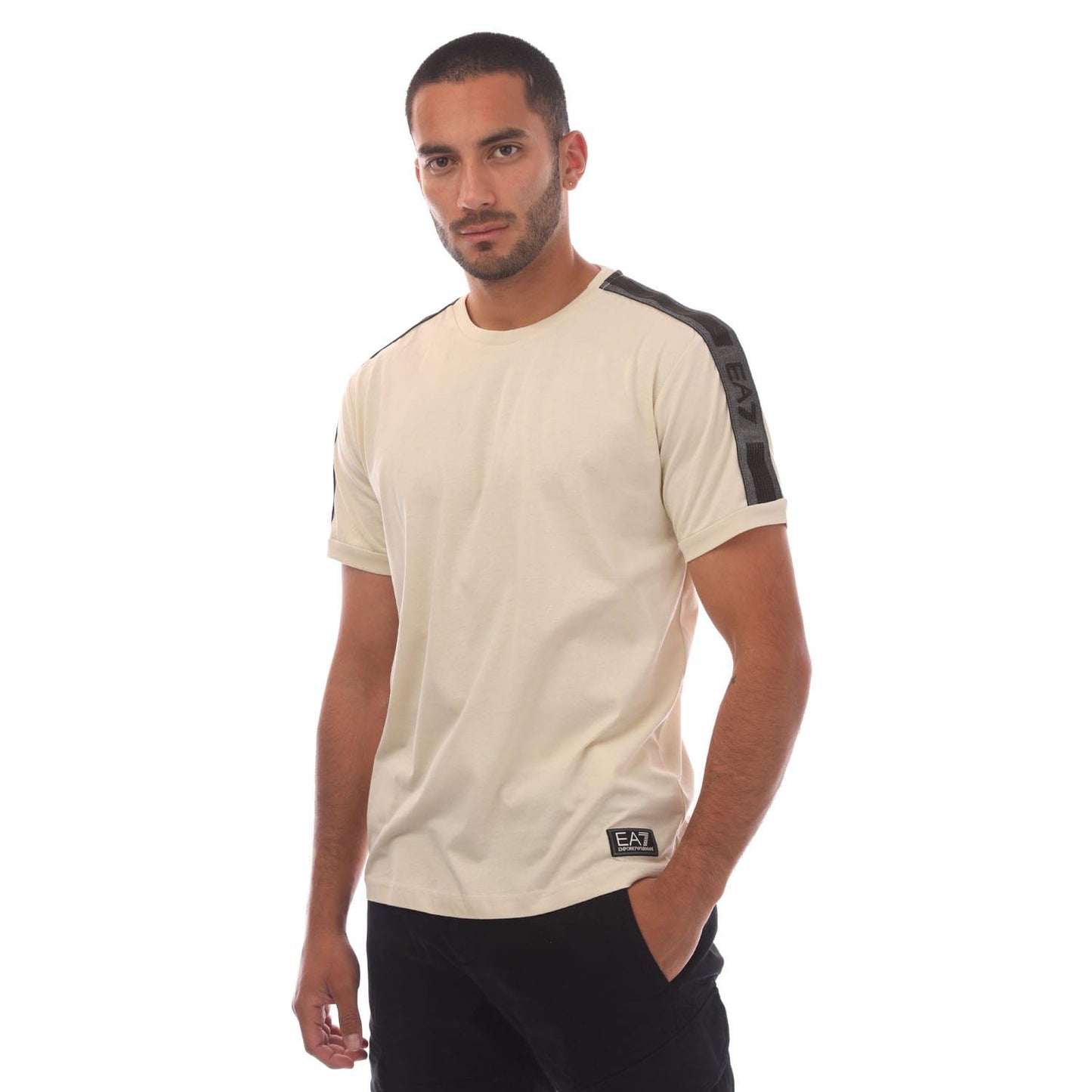 Beige - Lifestyle - Emporio Armani Mens EA7 Logo Cotton Jersey T-Shirt